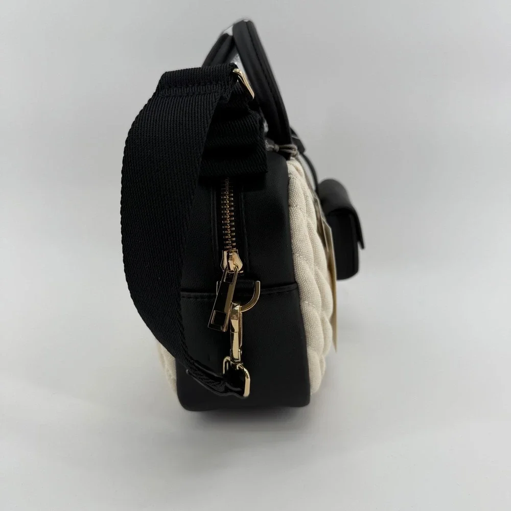 A New Day East West Satchel Handbag‎ Quilted Detachable Crossbody Strap Beige